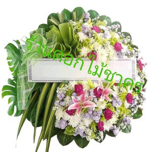 L09 พวงหรีดดอกไม้สด