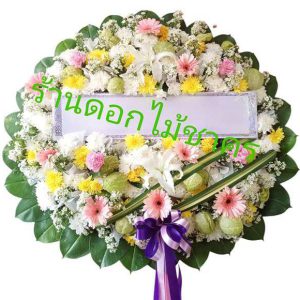 L14 พวงหรีดดอกไม้สด